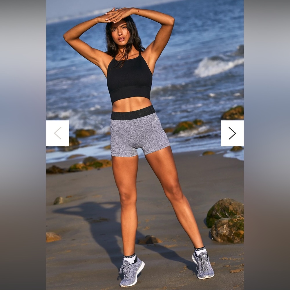 NWT Free People Prajna Gray/Black Workout Lounge Sleep Shorts Size Small